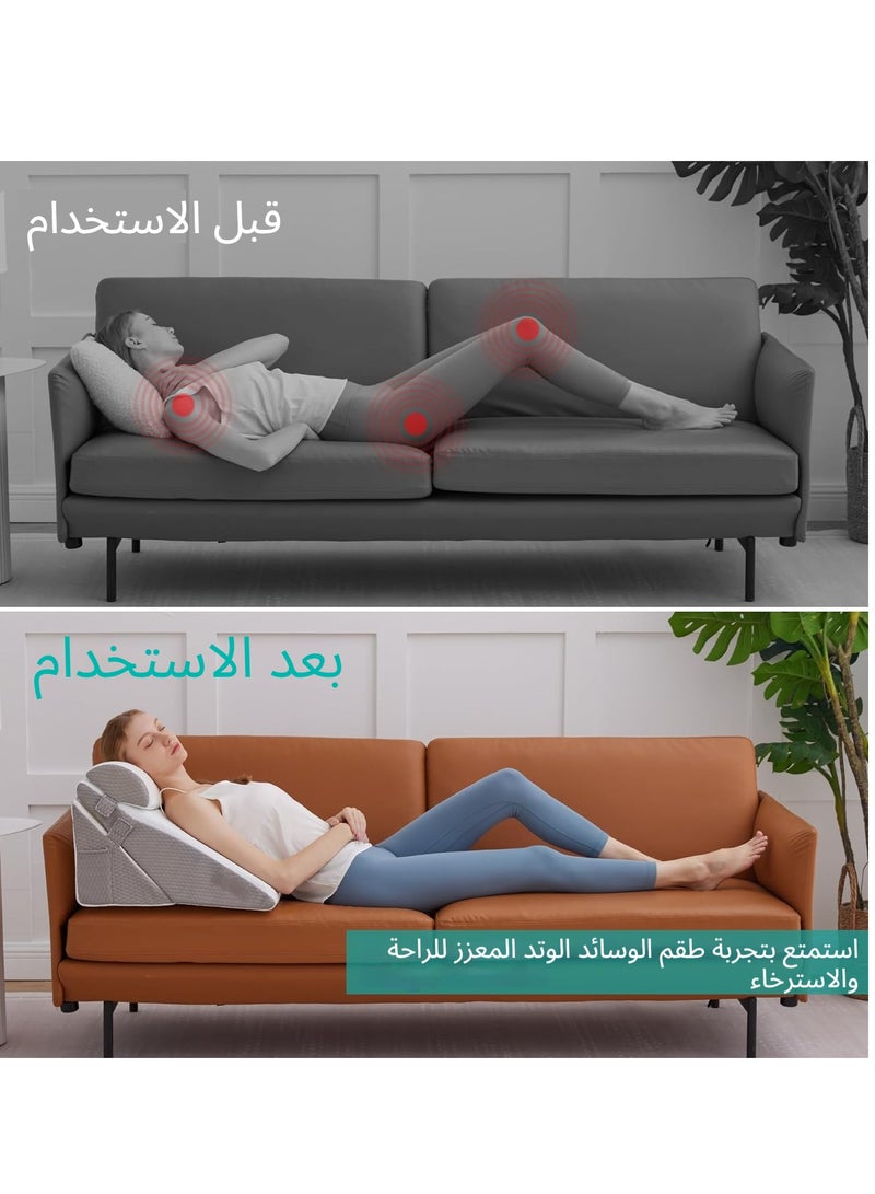 NIUB Wedge Pillows, Adjustable Bed Wedge Cushion Set for Relieving Back Pain, Acid Reflux and Snoring,  Memory Foam Back Support Pillow for Sleeping, Pregnancy and Postoperative Care - Image 4